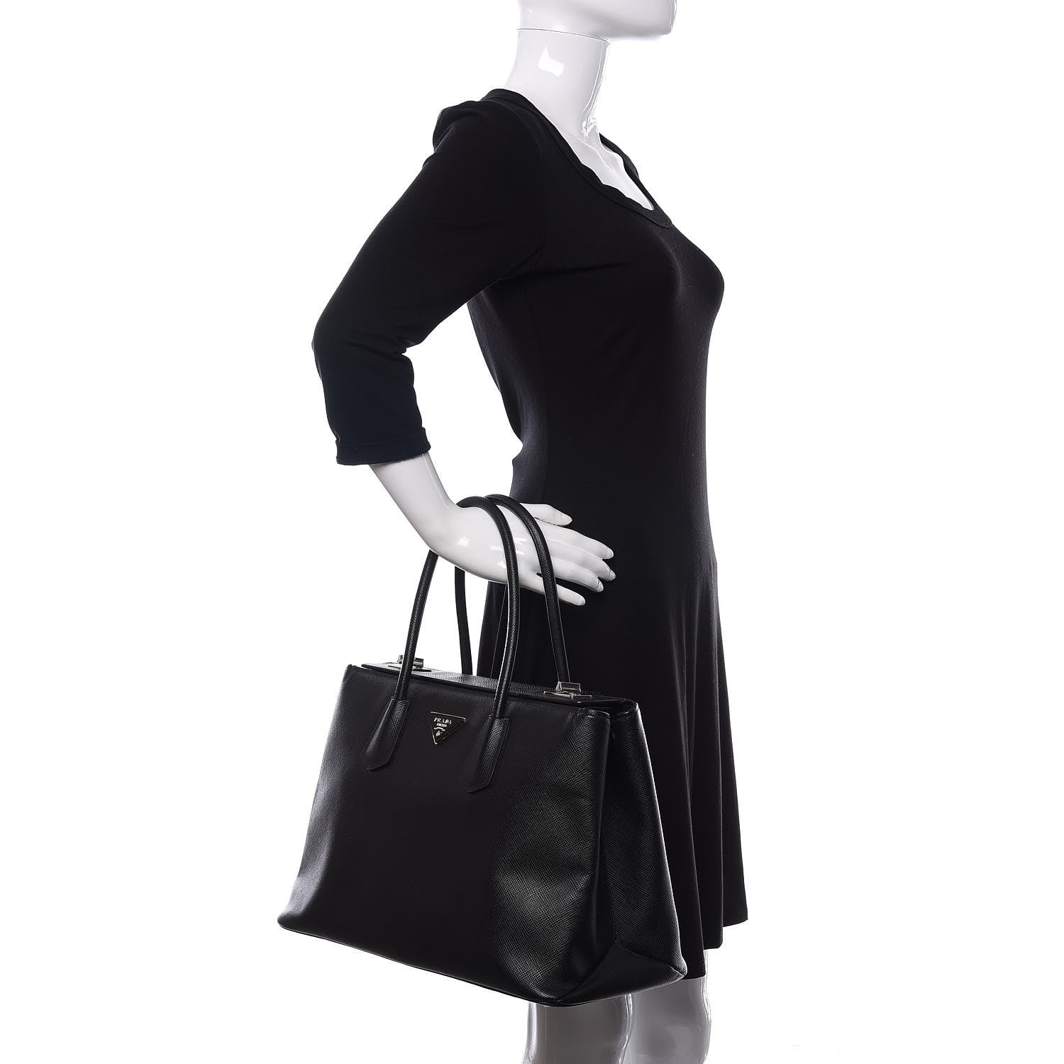 Prada Saffiano Cuir Twin Tote Black 2 of 21