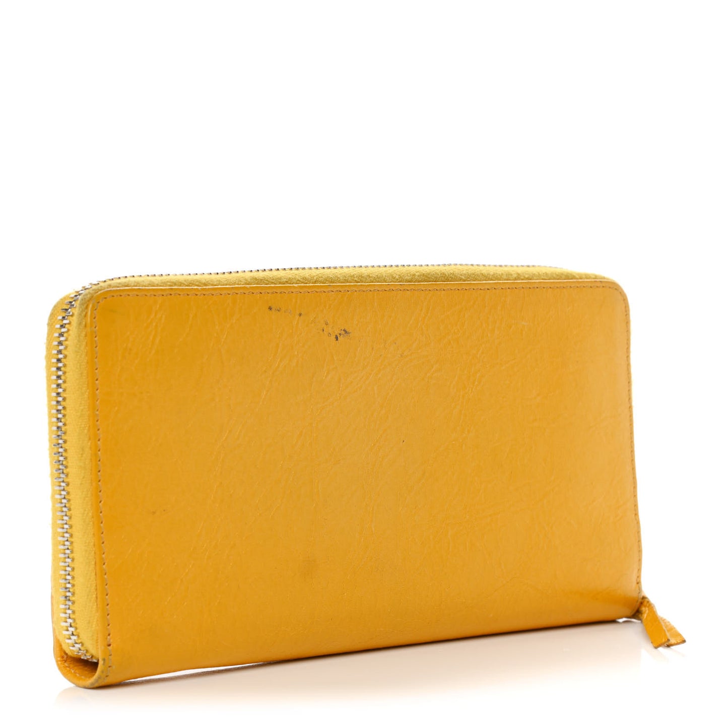 Agneau Classic Silver Hardware Continental Zip Around Jaune Epi