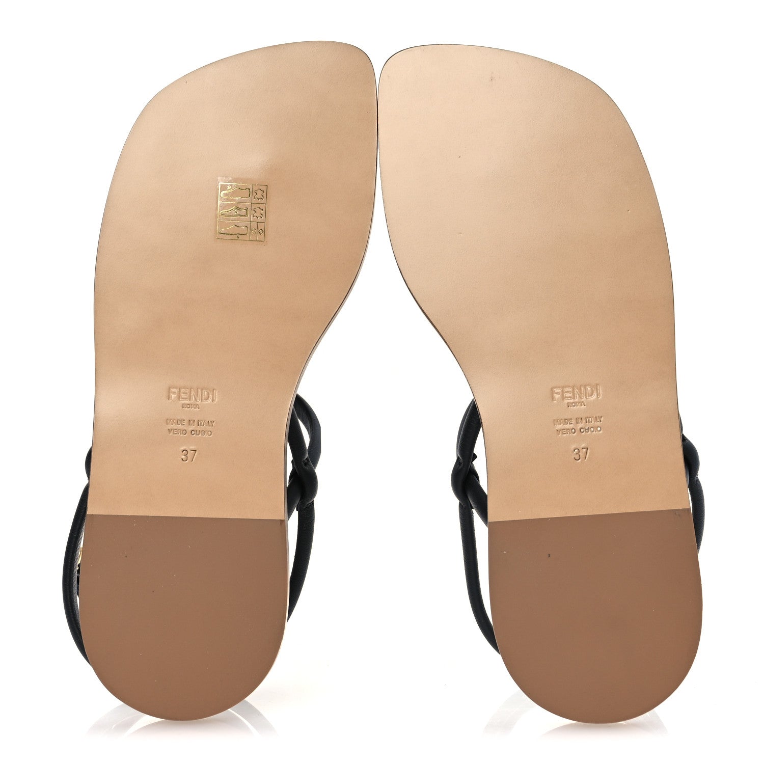 Fendi Nappa O’Lock Flat Thong Sandals 37 Black 7 of 13