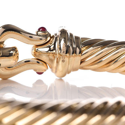 David Yurman 18K Yellow Gold Diamond Ruby 9mm Cable Buckle Bracelet 4 of 6
