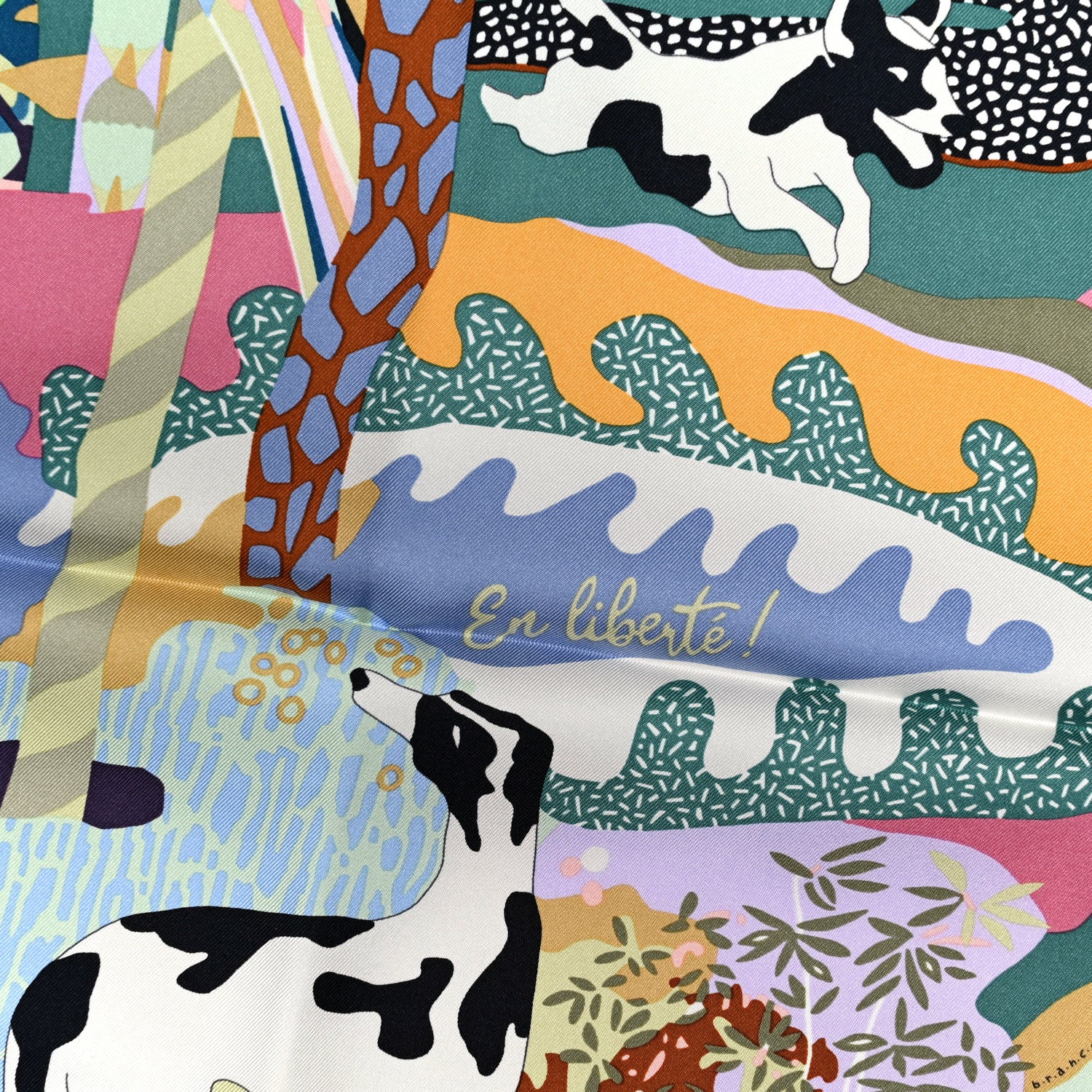 Hermes Silk En Liberte Scarf 90 Aubergine Vert Multicolore 2 of 5