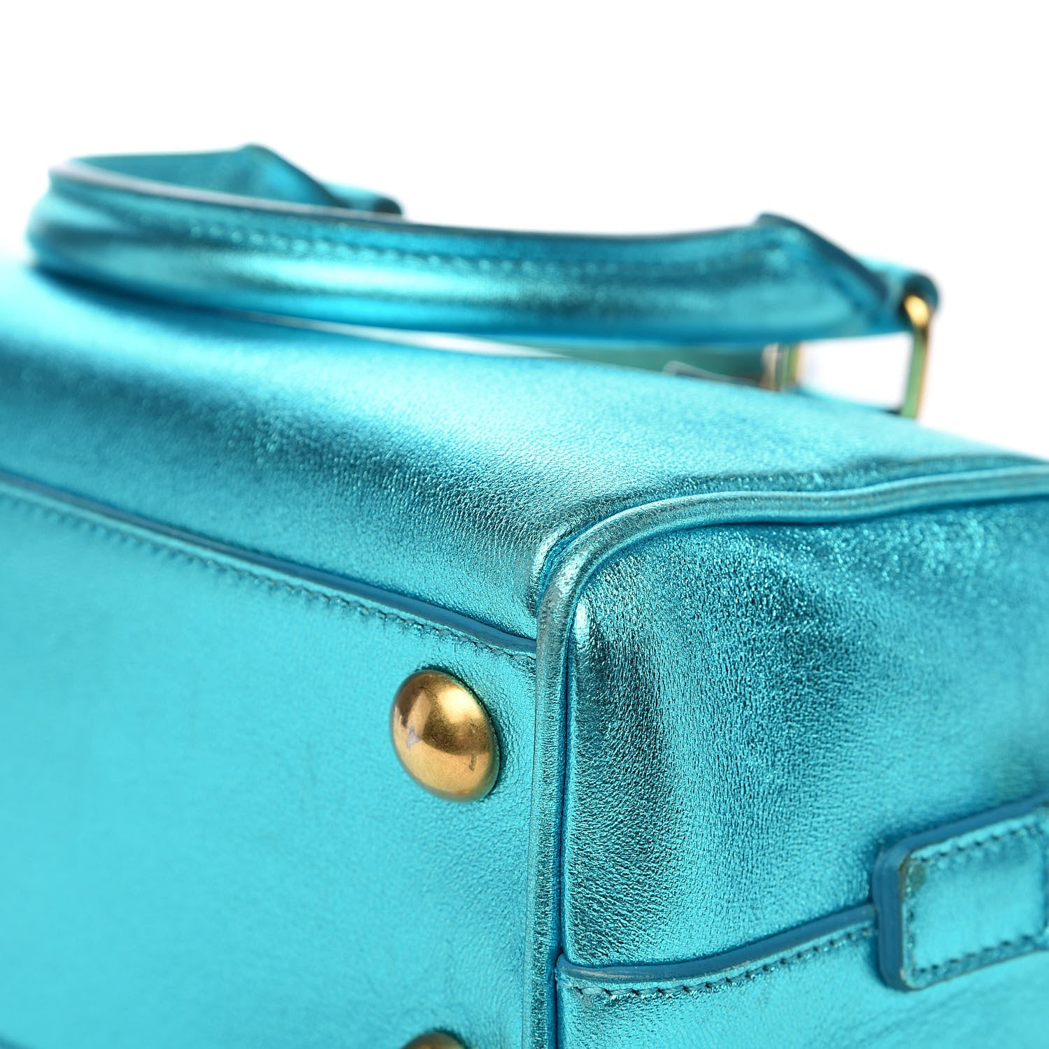 Saint Laurent Metallic Lambskin Classic Toy Duffle Blue 14 of 15