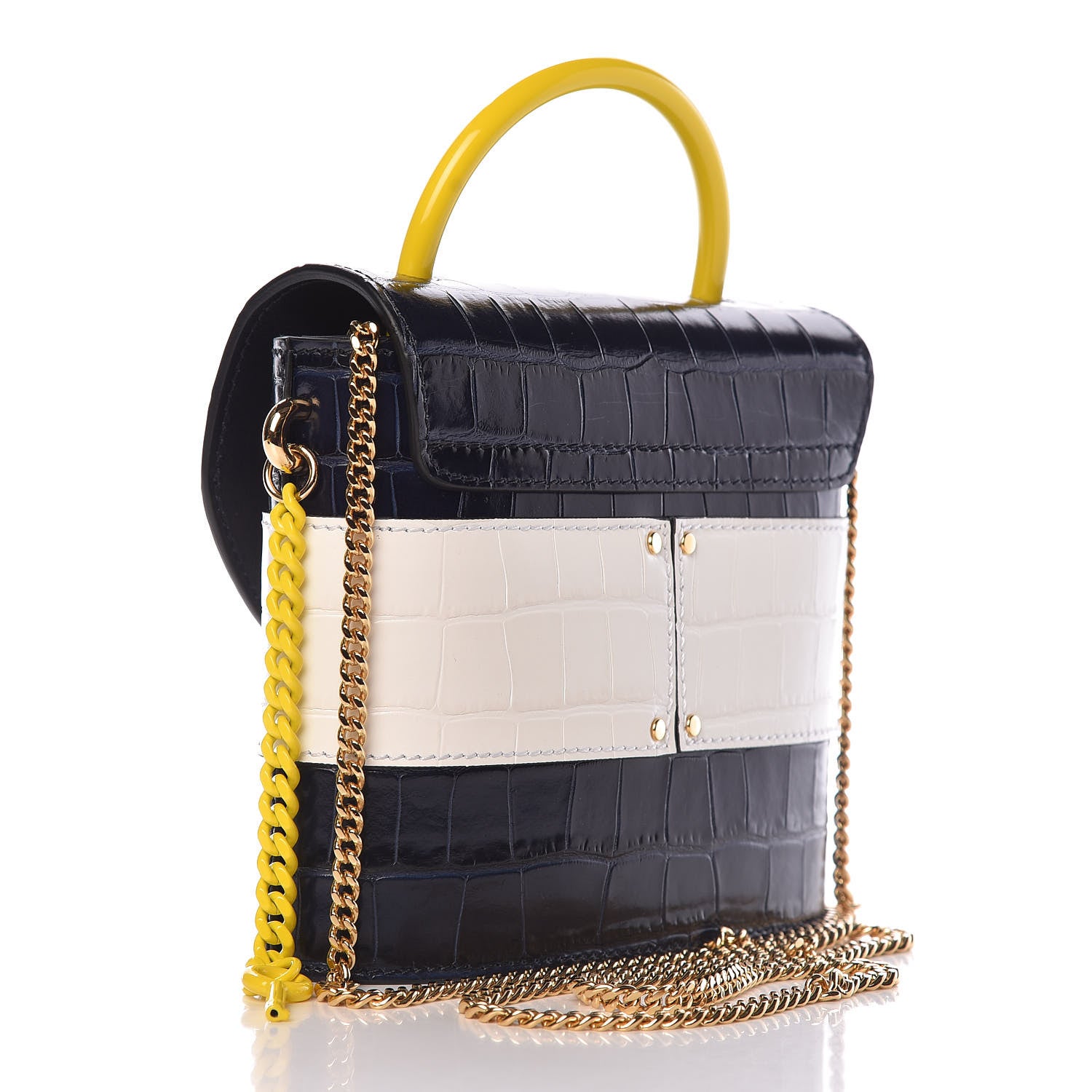 Chloe Calfskin Crocodile Embossed Small Aby Lock Full Blue 3 of 9