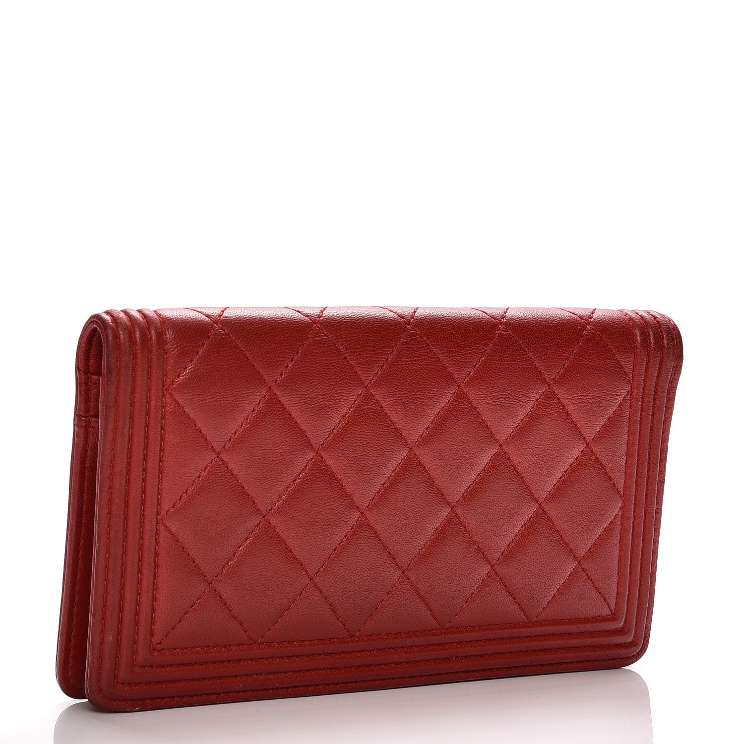Chanel Lambskin Quilted Boy Yen Wallet Red 20 of 26