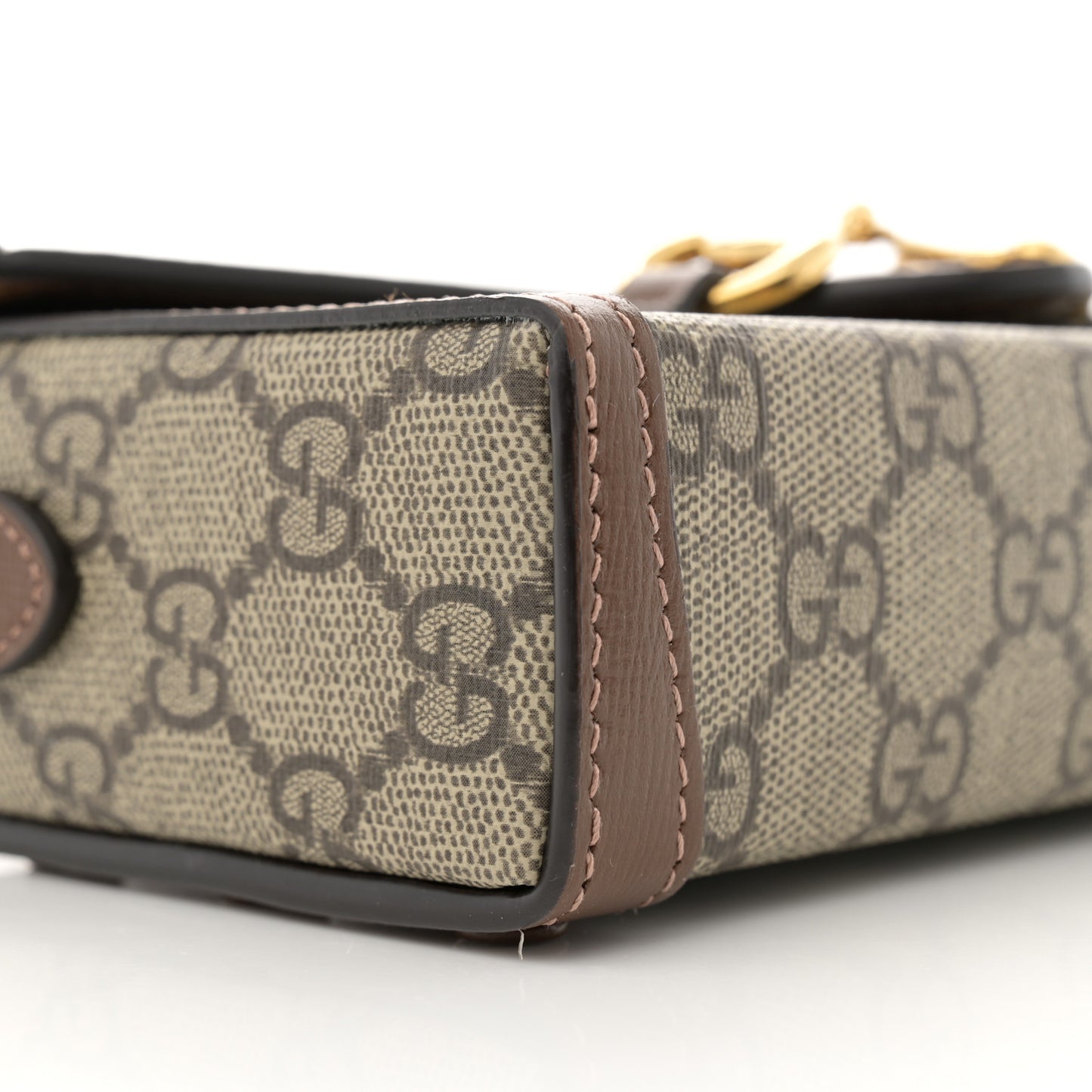 GG Supreme Monogram Mini Horsebit 1955 Shoulder Bag Beige Brown Sugar