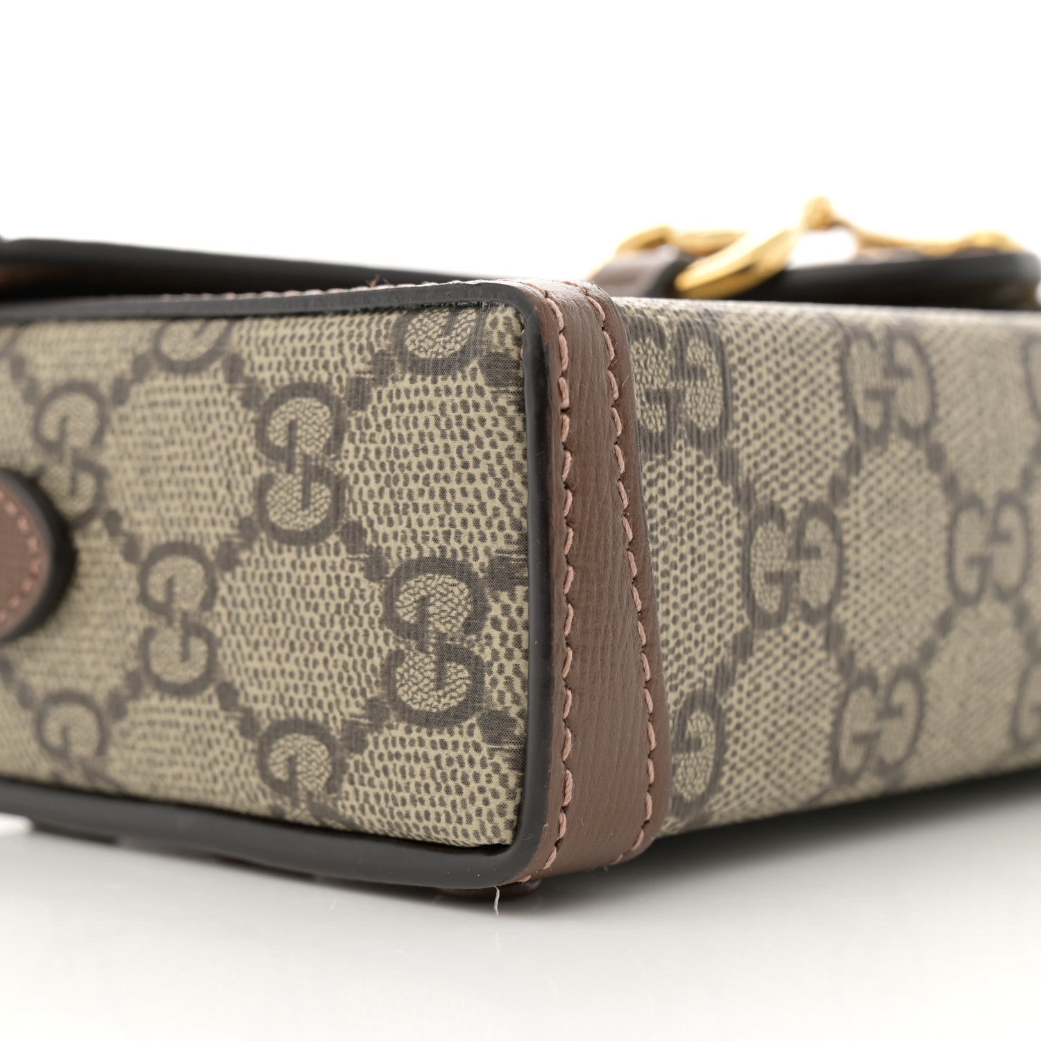 Gucci GG Supreme Monogram Mini Horsebit 1955 Shoulder Bag Beige Brown Sugar 9 of 11