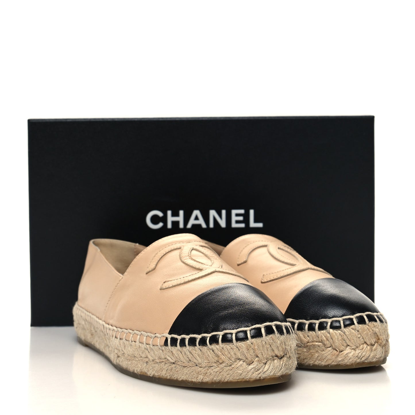 Lambskin CC Espadrilles 36 Beige Black