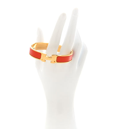 Hermes Enamel Narrow Clic Clac H Bracelet PM Orange Fruite 2 of 5
