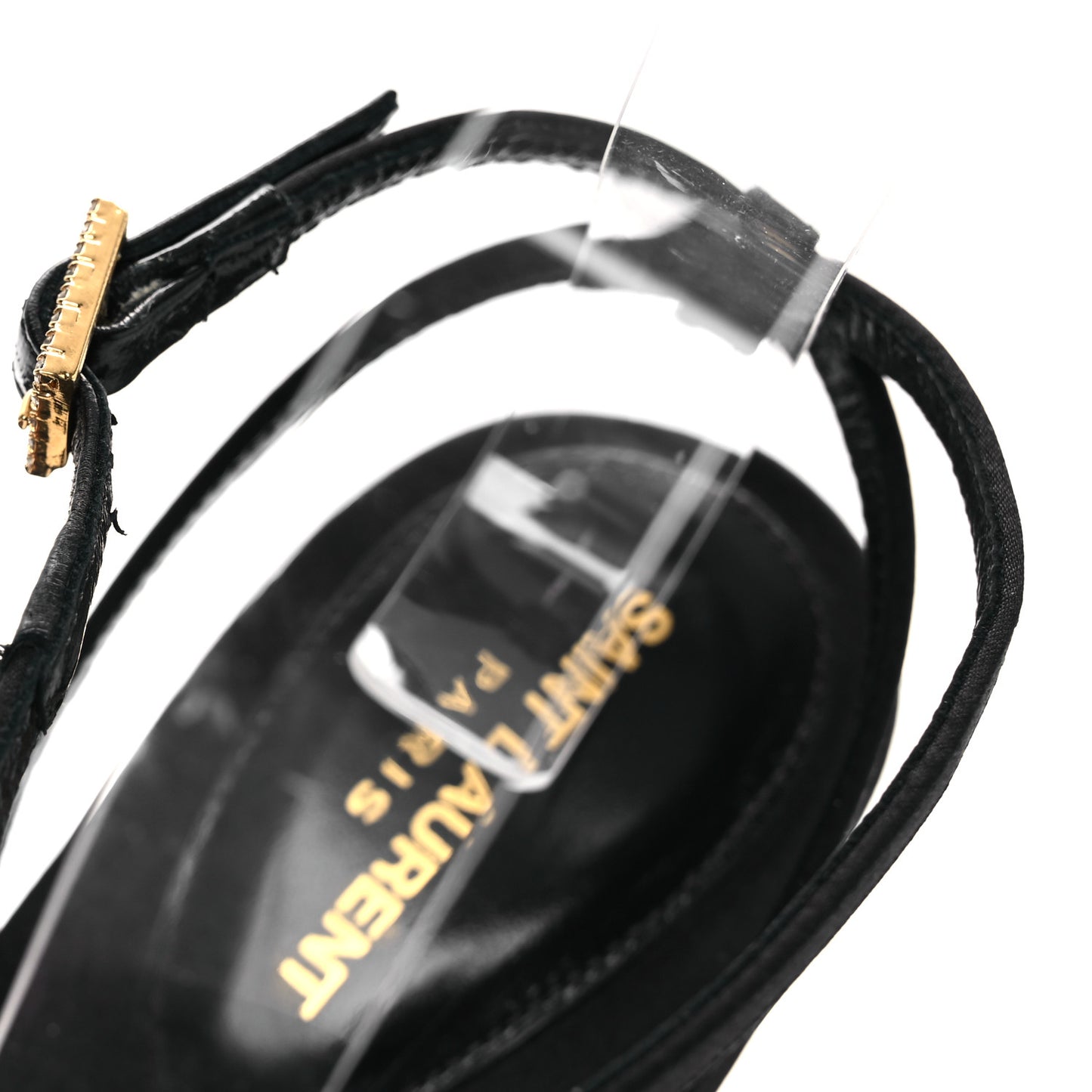 Calfskin Satin Crystal Gippy 110 Sandals 36 Black