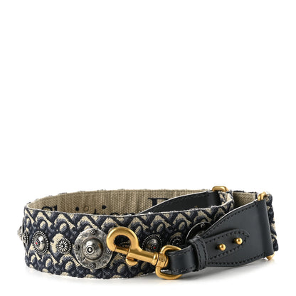 Christian Dior Oblique Studded Shoulder Strap Blue 1 of 3