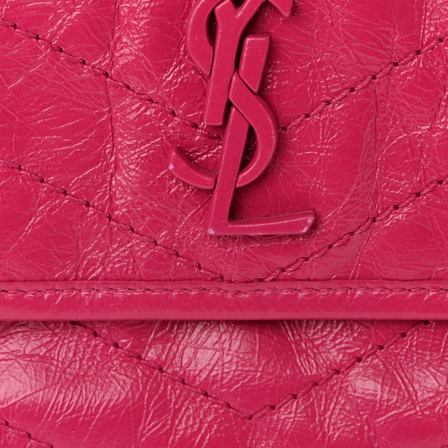 Saint Laurent Crinkled Calfskin Matelasse Monogram Baby Niki Chain Satchel Freesia 11 of 11