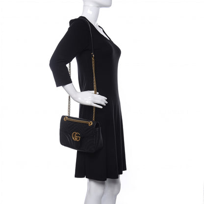 Gucci Calfskin Matelasse Small GG Marmont Shoulder Bag Black 2 of 9