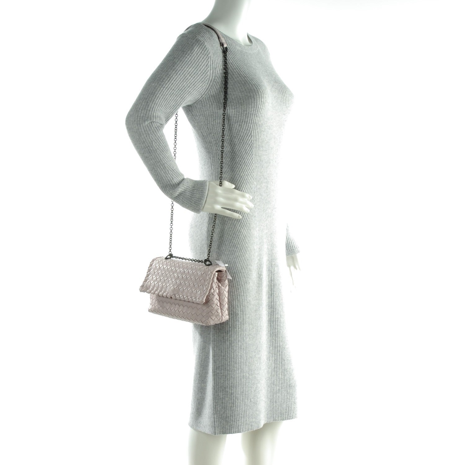 Bottega Veneta Nappa Intrecciato Baby Olimpia Shoulder Bag Rose Buvard 2 of 9