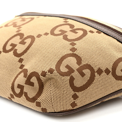 Gucci Monogram Jumbo GG Textured Dollar Calfskin Web Belt Bag Camel Ebony New Acero 10 of 10
