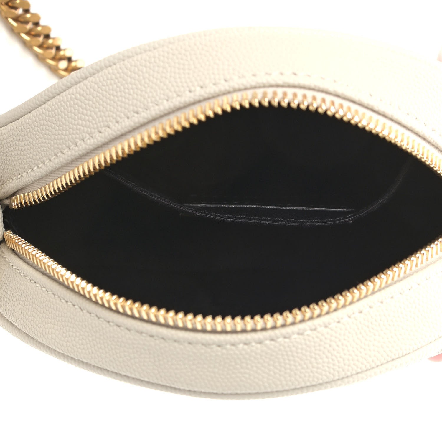 Saint Laurent Grain De Poudre Matelasse Chevron Quilted Round Vinyle Camera Bag Crema Soft 5 of 9