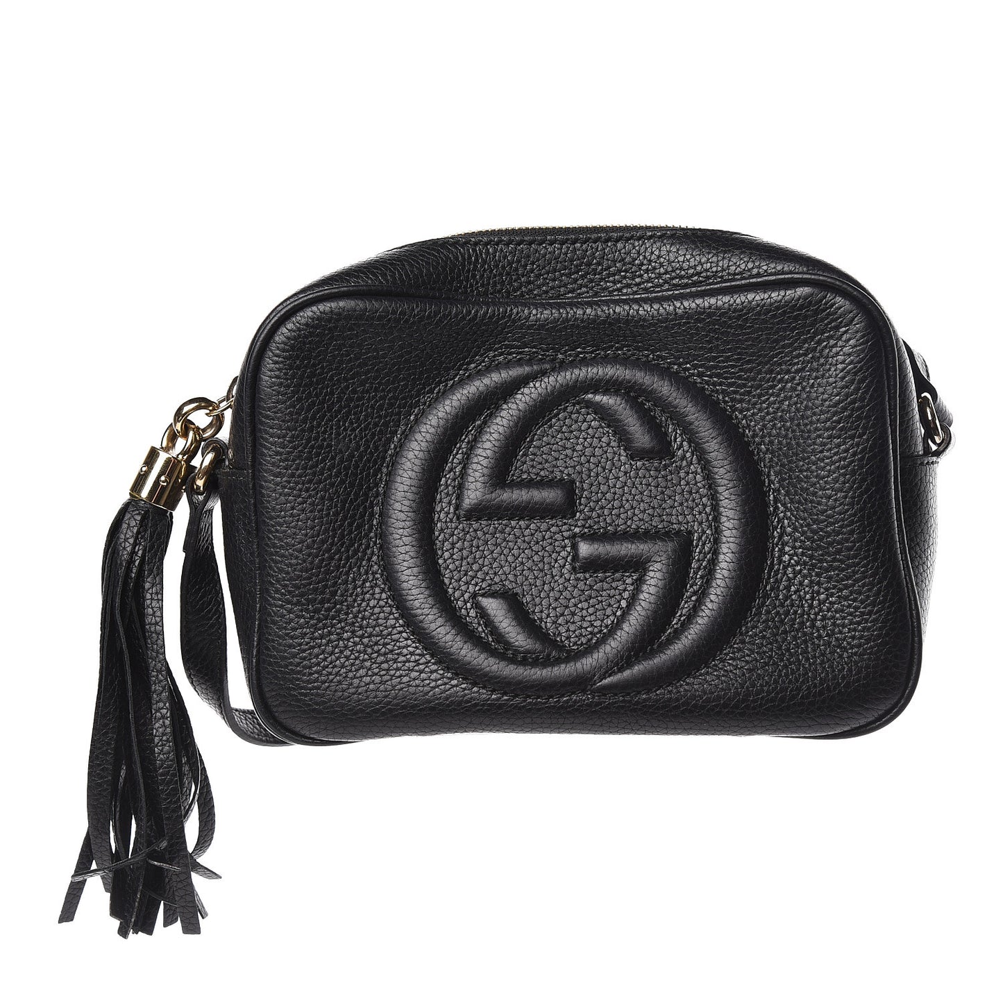 Pebbled Calfskin Small Soho Disco Bag Black