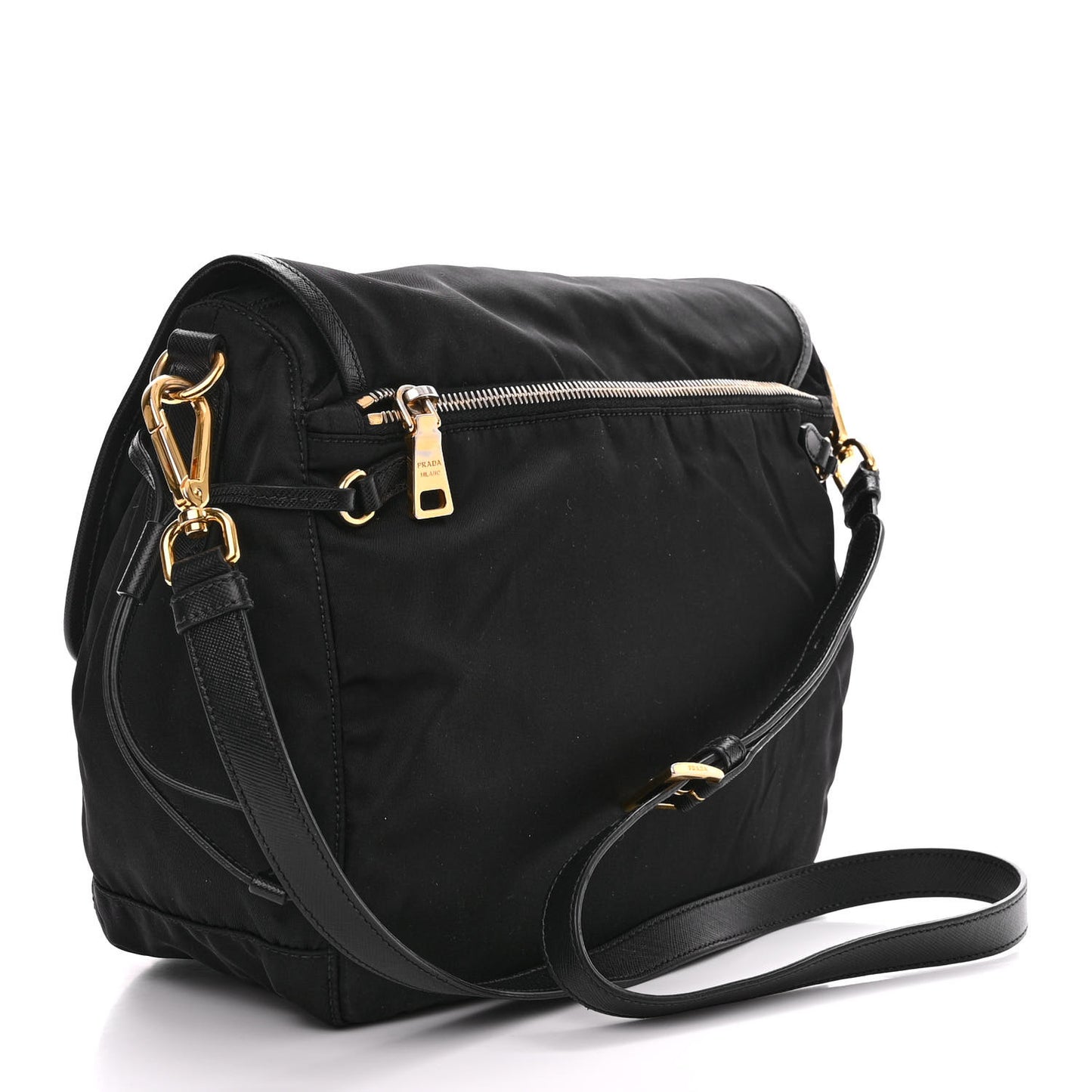 Tessuto Nylon Saffiano Messenger Bag Black