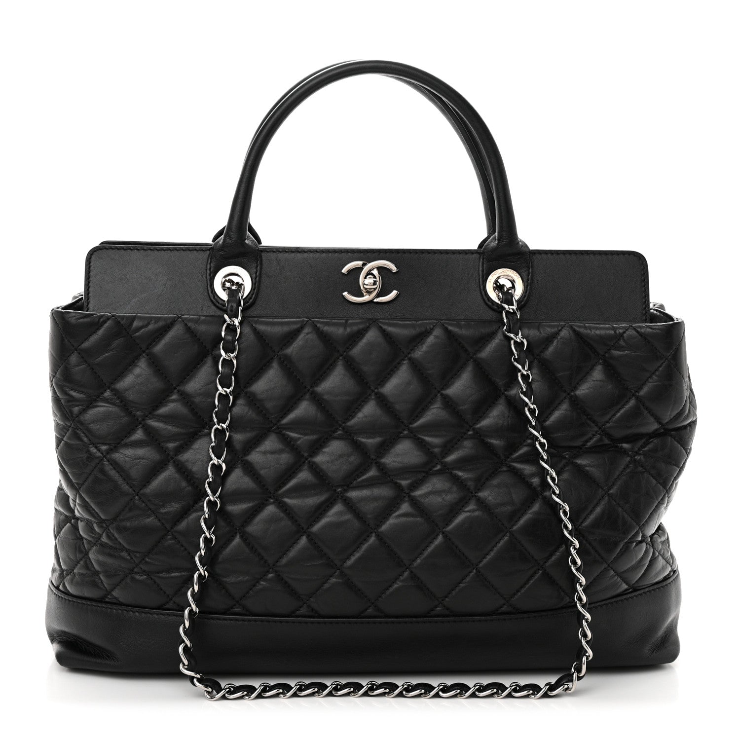 Chanel Aged Calfskin Quilted Be CC Tote Black 1 of 13