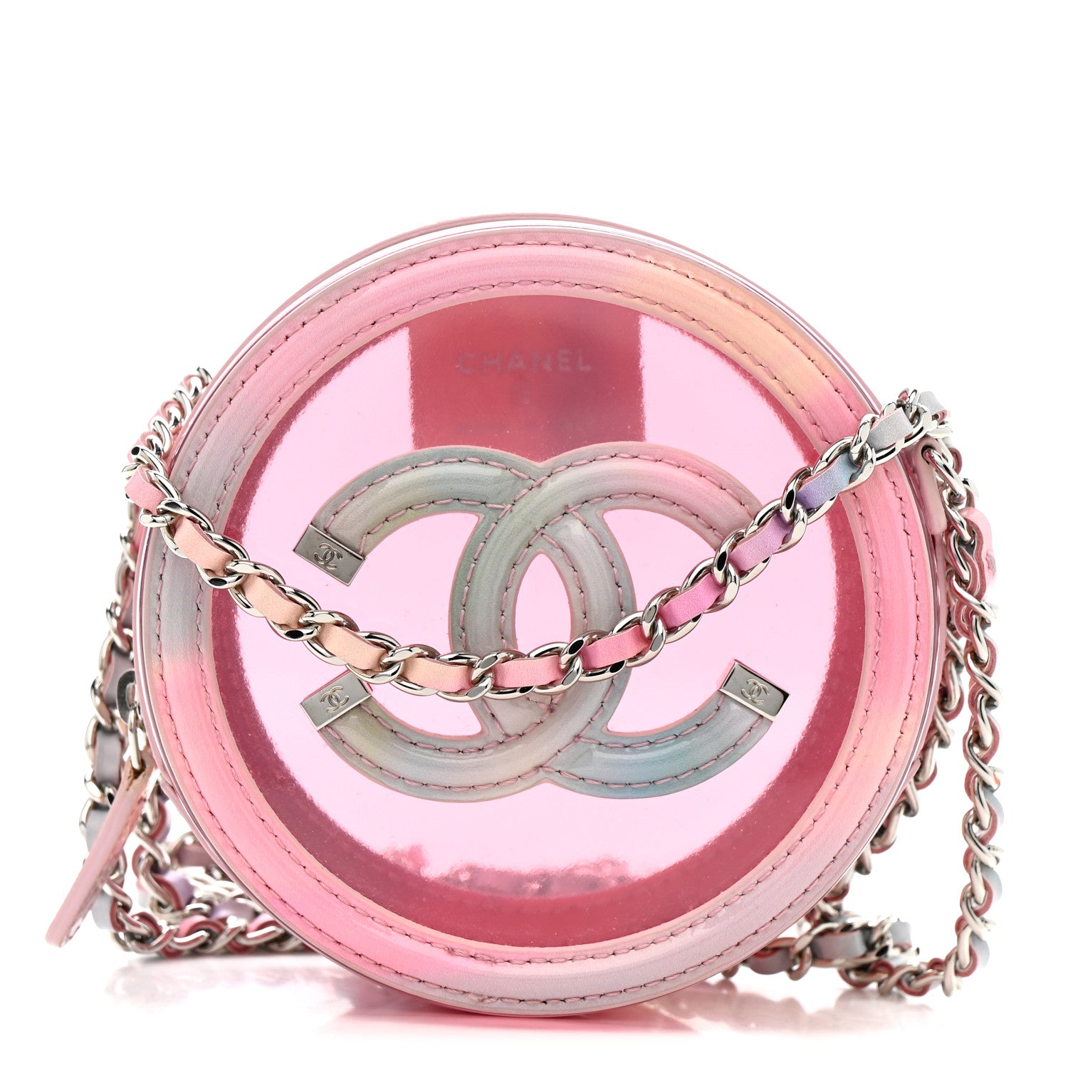 Chanel PVC Lambskin Filigree Round Clutch With Chain Pink 1 of 10