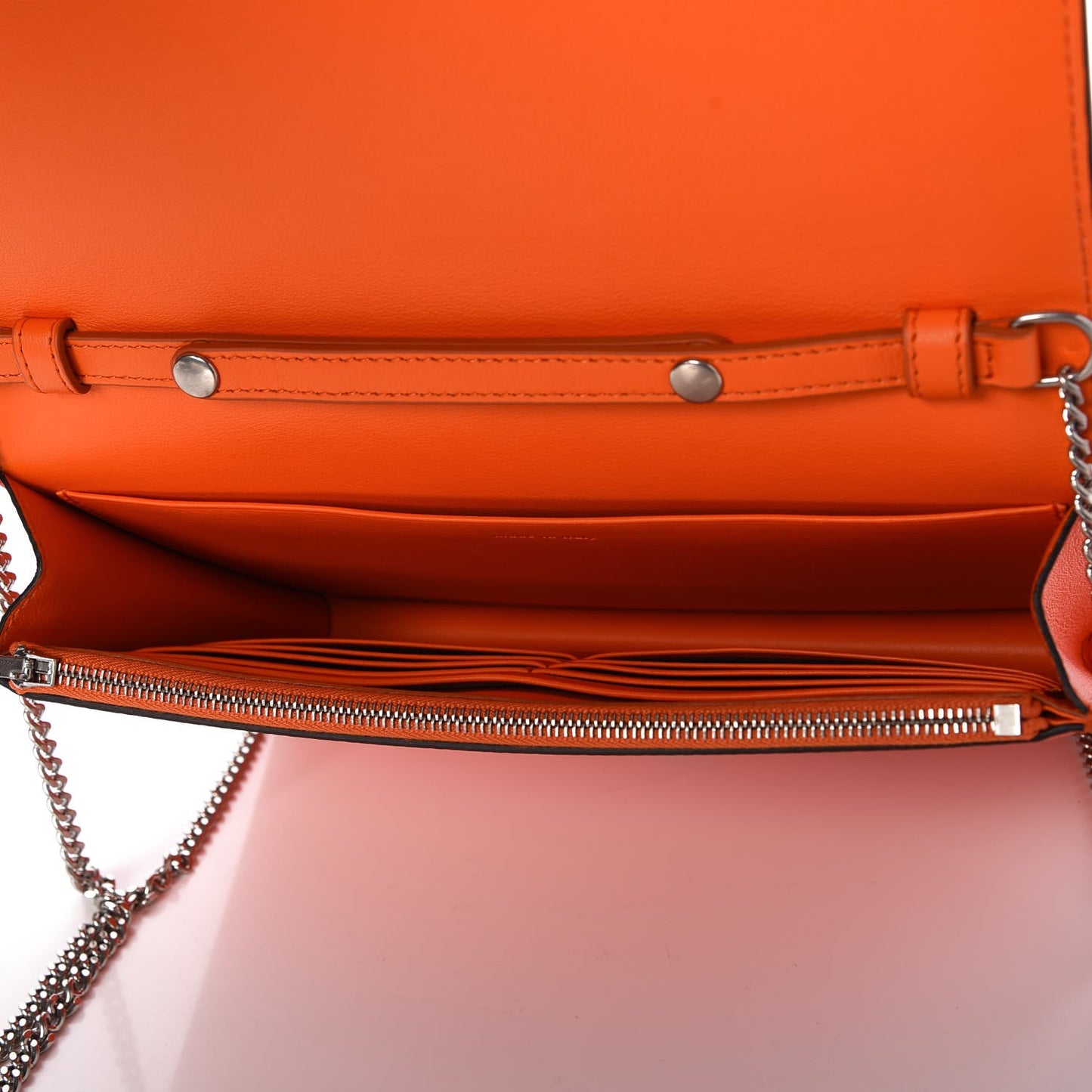 Smooth Lambskin Frame Evening Chain Clutch Steel Orange Flamingo