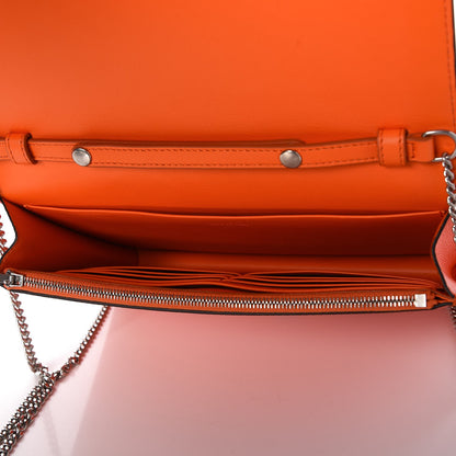 Celine Smooth Lambskin Frame Evening Chain Clutch Steel Orange Flamingo 6 of 7