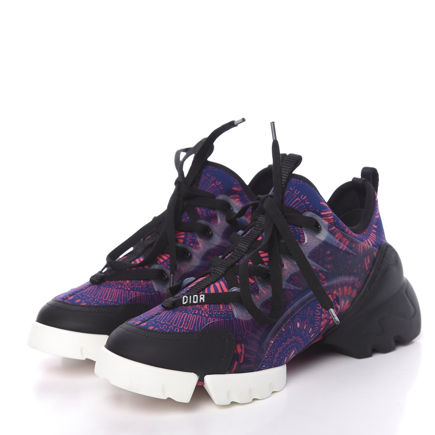 Christian Dior Technical Fabric Rubber Womens Fireworks D-Connect Sneakers 35 Deep Blue Pink 3 of 9