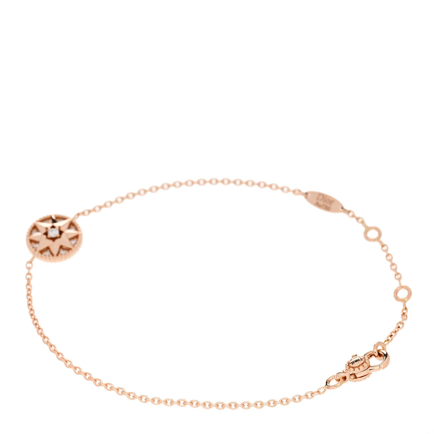 Christian Dior 18K Rose Gold Pave Diamond Rose Des Vents Bracelet 2 of 5