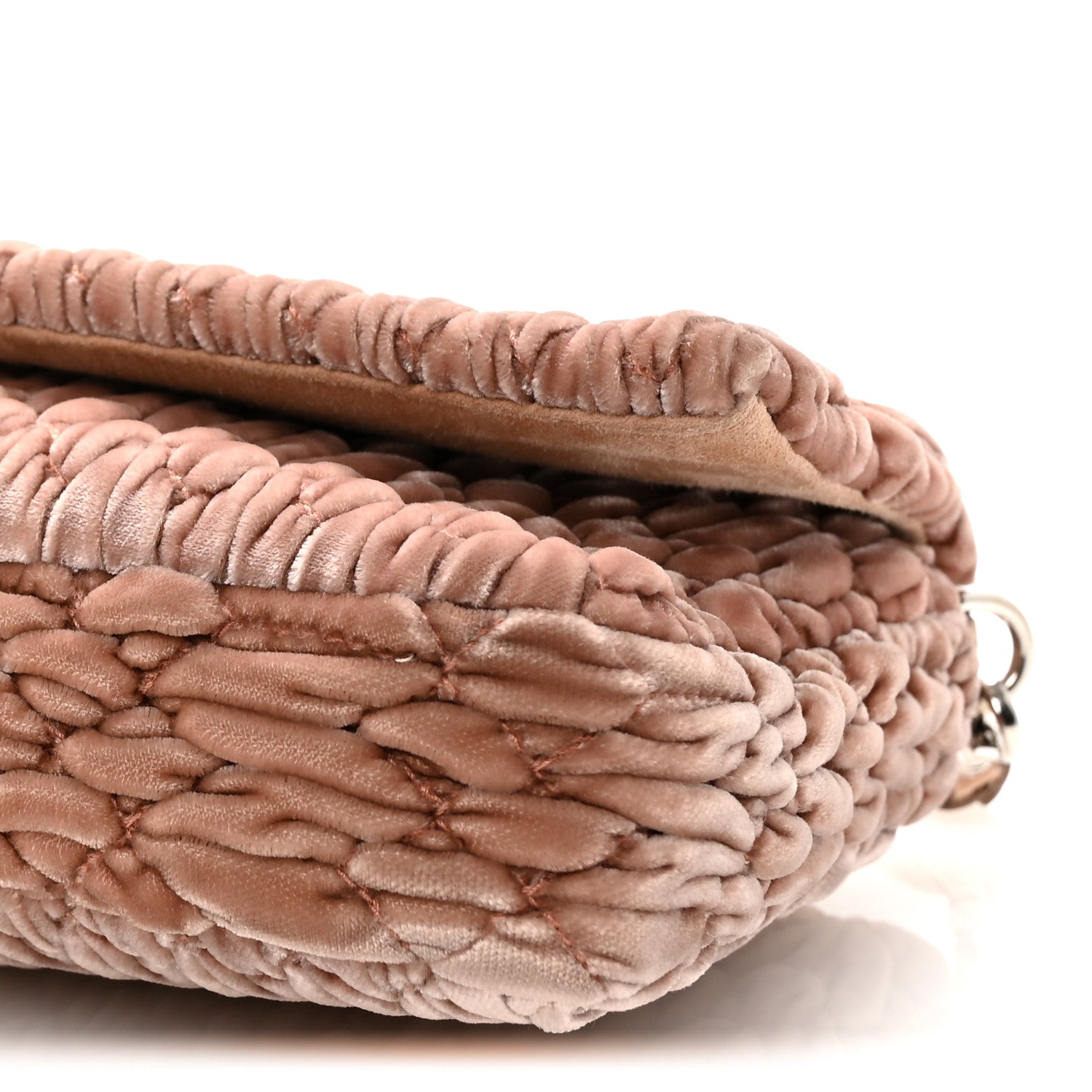 Miu Miu Velvet Matelasse Crystal Chain Shoulder Bag Cammeo 9 of 9