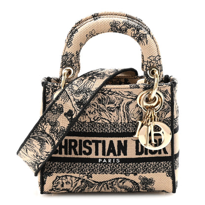 Christian Dior Canvas Toile De Jouy Embroidered Mini Lady D-Lite Beige Mullticolor 1 of 9