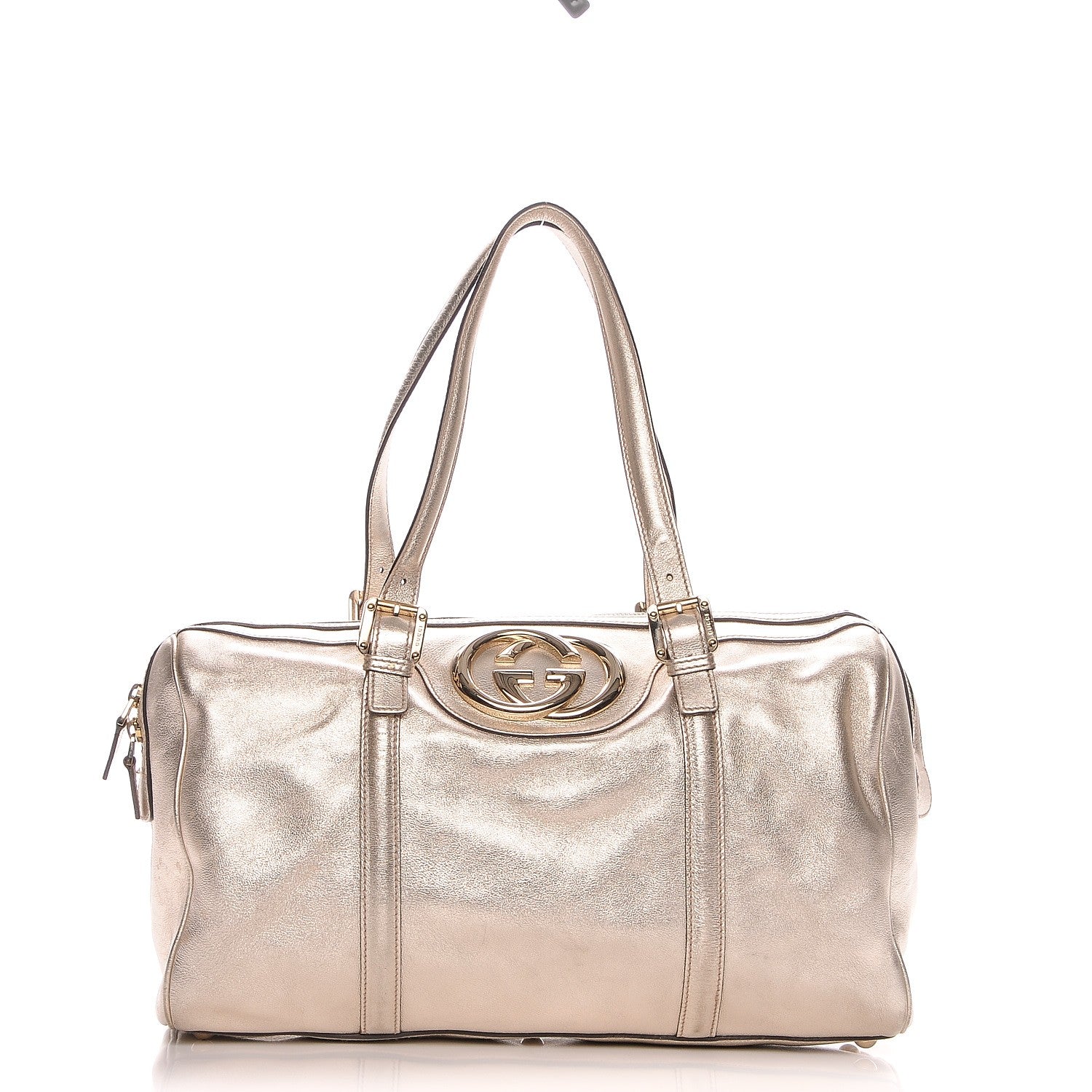 Gucci Metallic Calfskin Medium Britt Boston Gold 1 of 7