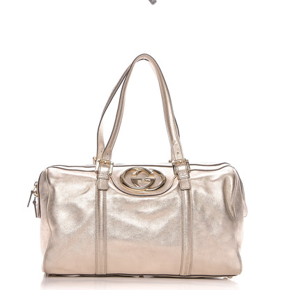 Gucci Metallic Calfskin Medium Britt Boston Gold 1 of 7