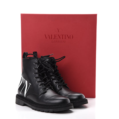 Valentino Garavani Calfskin VLTN 20mm Combat Boots 39.5 Black White 9 of 9