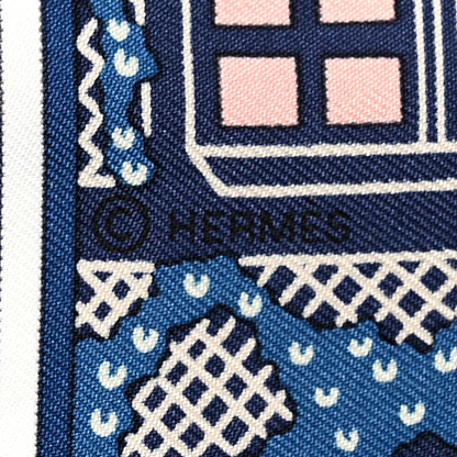 Hermes Silk Objets de Curiosite Scarf 90 Marine Rose Poudre 4 of 5