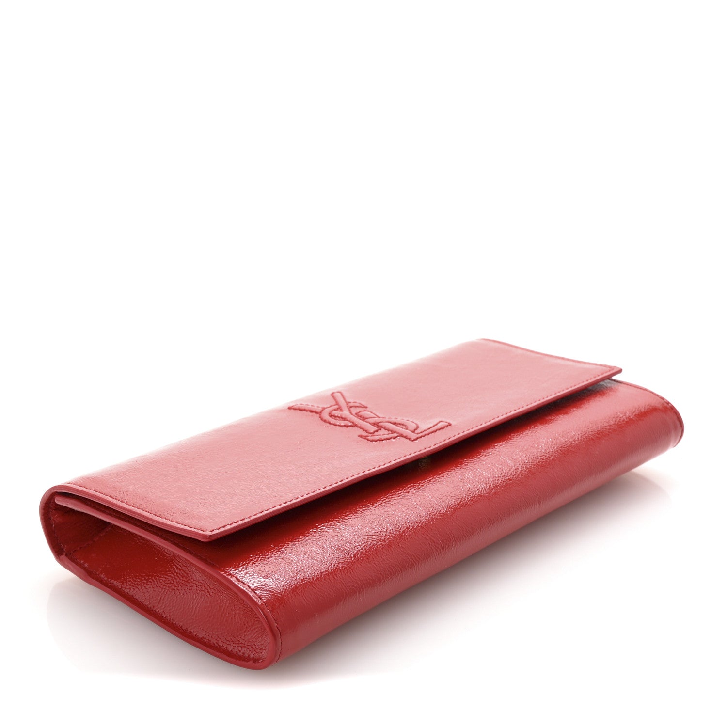Saint Laurent Textured Patent Monogram Belle De Jour Clutch Red 4 of 6