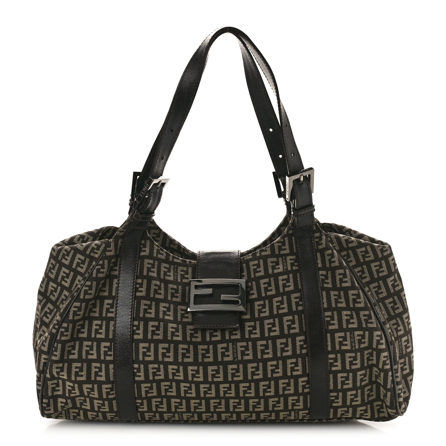 Fendi Zucchino Vitello Shoulder Bag Testa di Moro Beige 1 of 11
