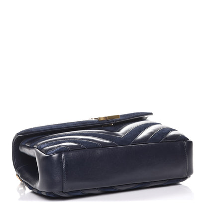 Saint Laurent Calfskin Suede Matelasse Chevron Monogram Medium College Bag Marine 4 of 7