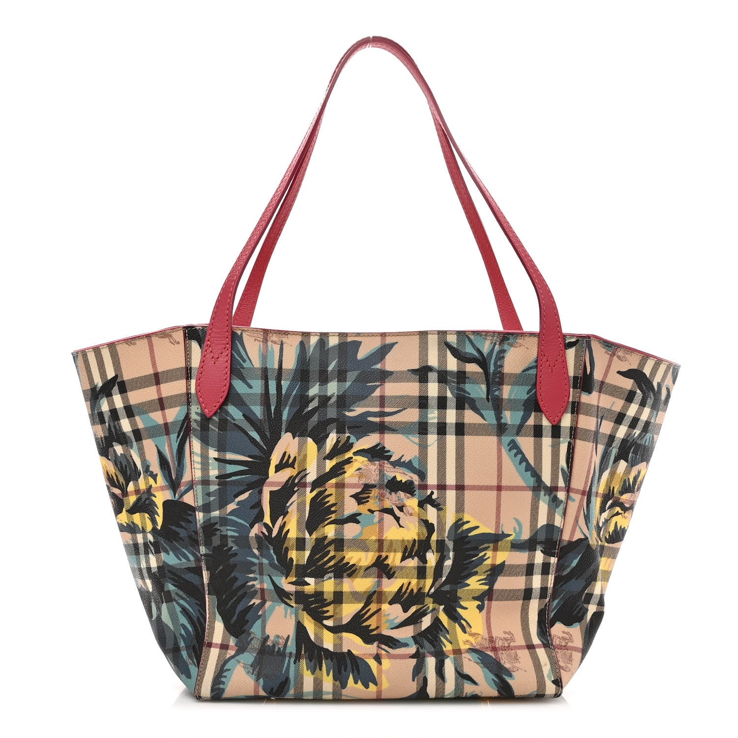 Burberry Haymarket Check Floral Print Small Canterbury Tote Pink 1 of 9