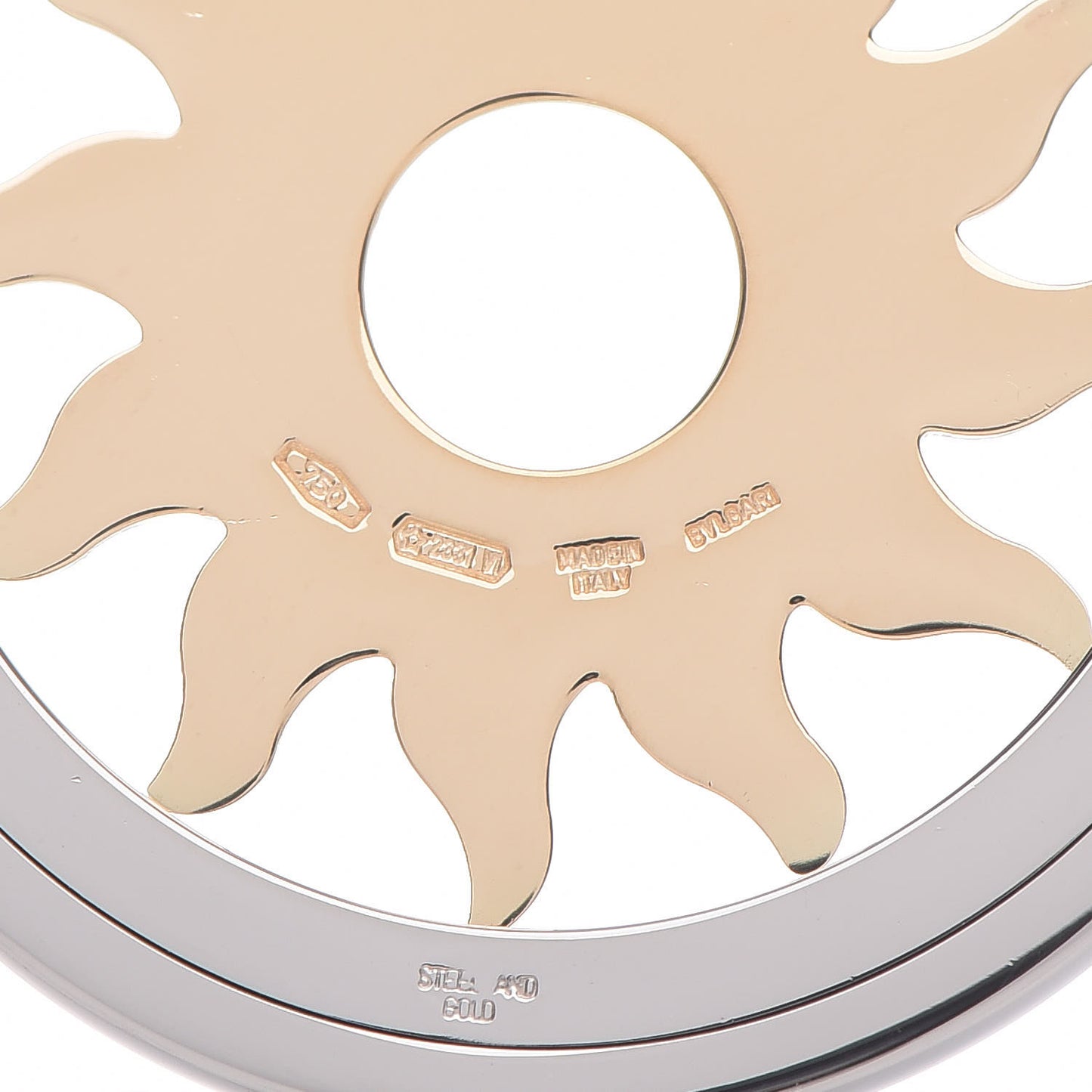 18K Yellow Gold Stainless Steel Tondo Sun Pendant