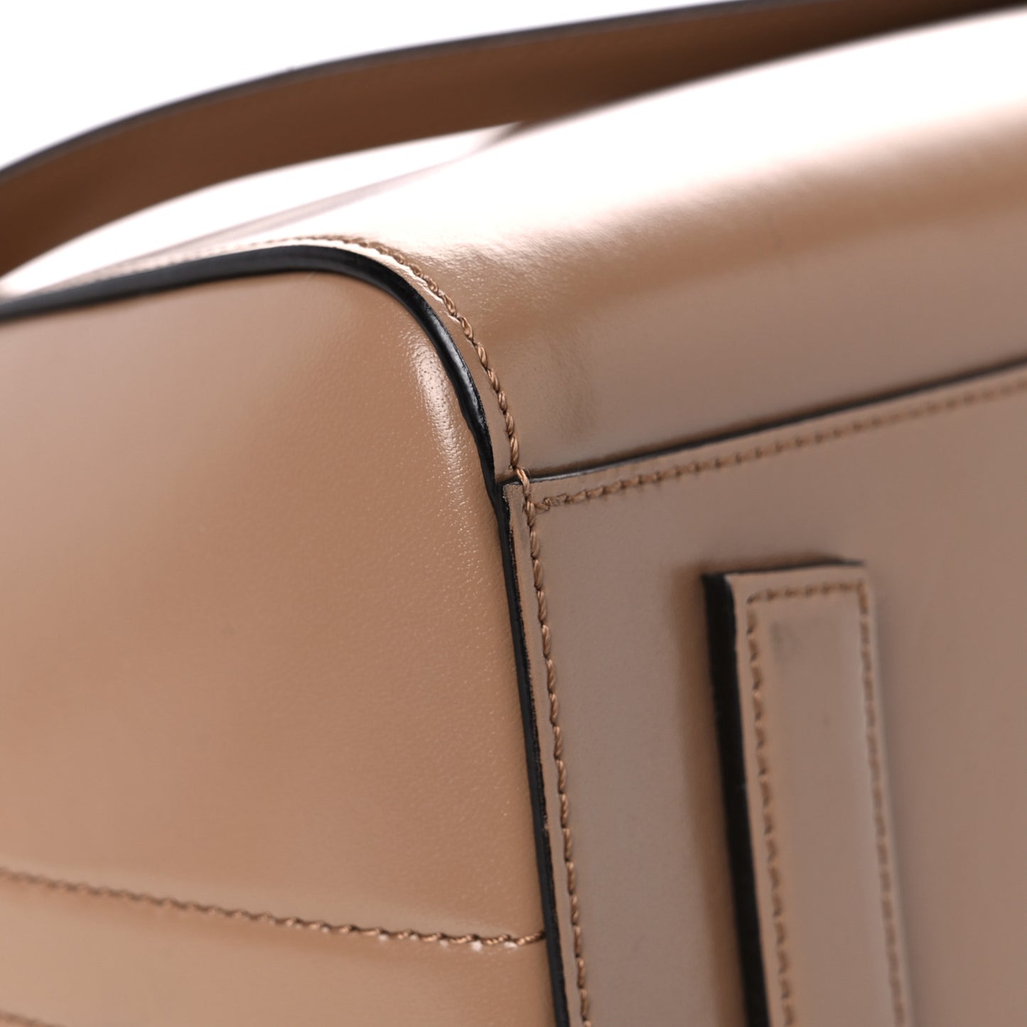 Shiny Lord Calfskin Small Antigona Dark Beige