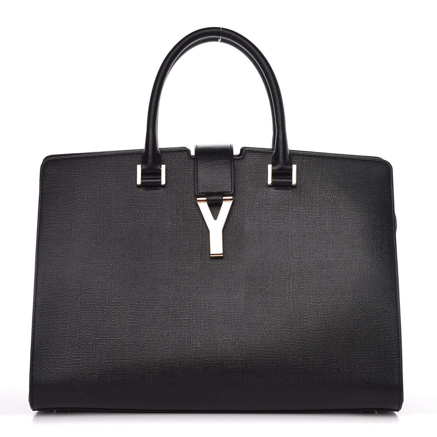 Textured Calfskin Medium Classic Y Cabas Black