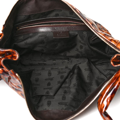 Gucci Patent Hysteria Large Clutch Tortoise Brown 4 of 9