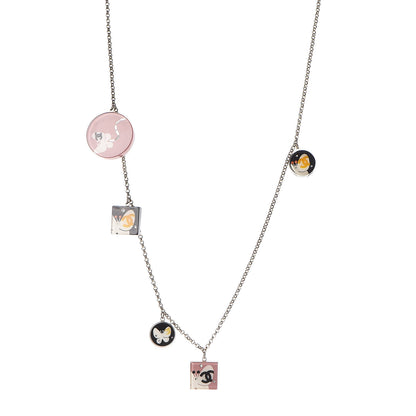 Chanel Crystal Resin Butterfly CC Necklace Gold 1 of 4