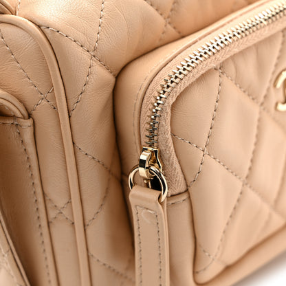 Chanel Shiny Crumpled Lambskin Quilted Small Preppy Pocket Camera Case Beige 11 of 13