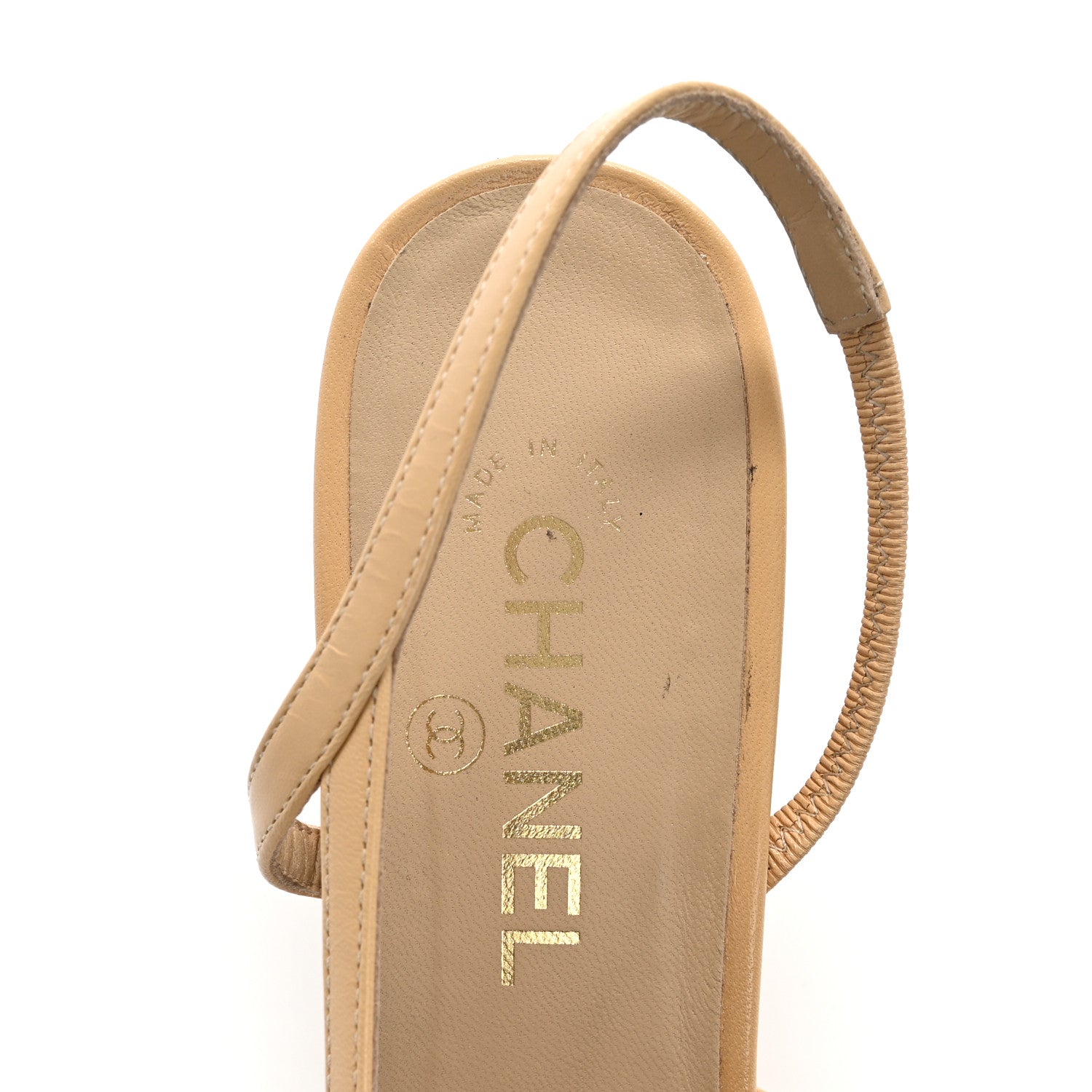 Chanel Goatskin Grosgrain Cap Toe CC Slingback Pumps 40.5 Beige Black 7 of 14