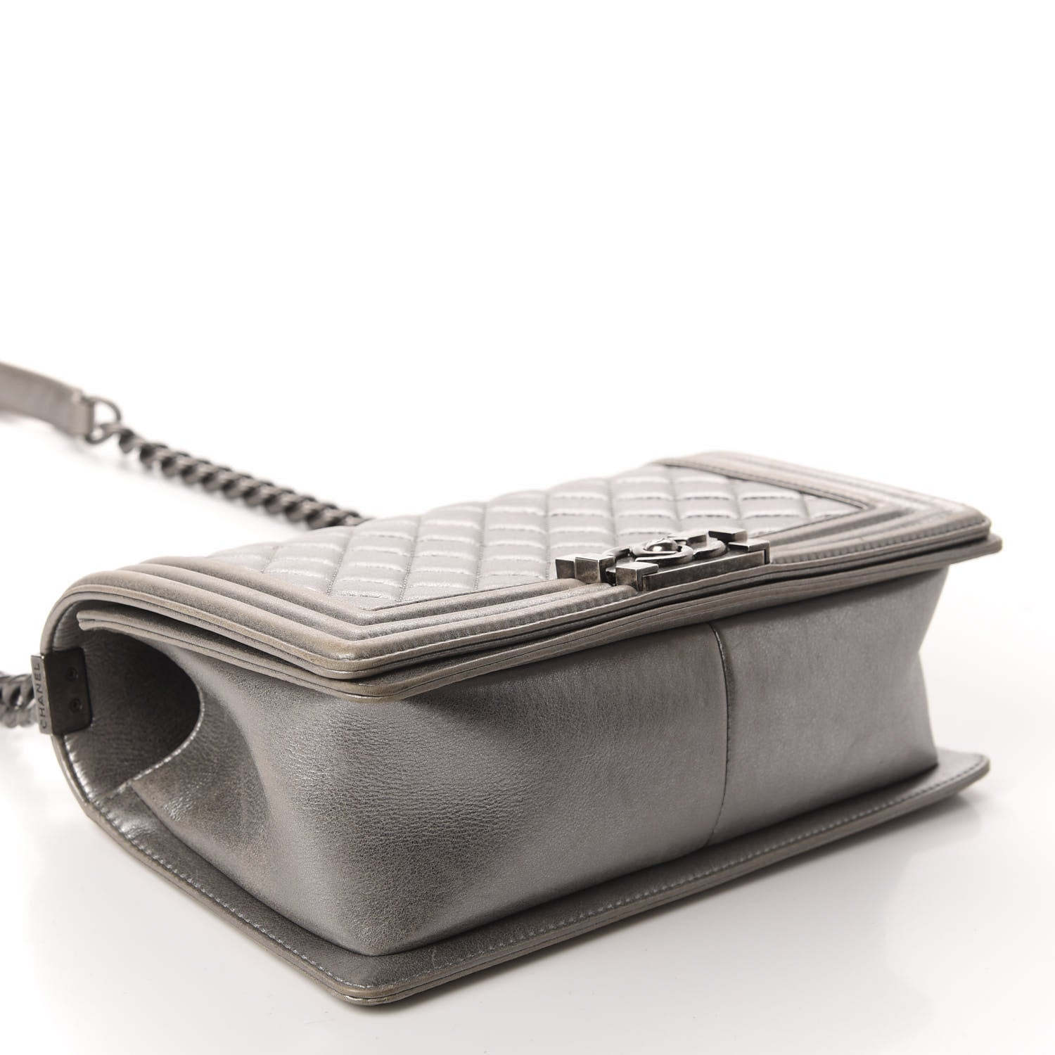 Chanel Metallic Calfskin Quilted Medium Boy Flap Silver 4 of 15