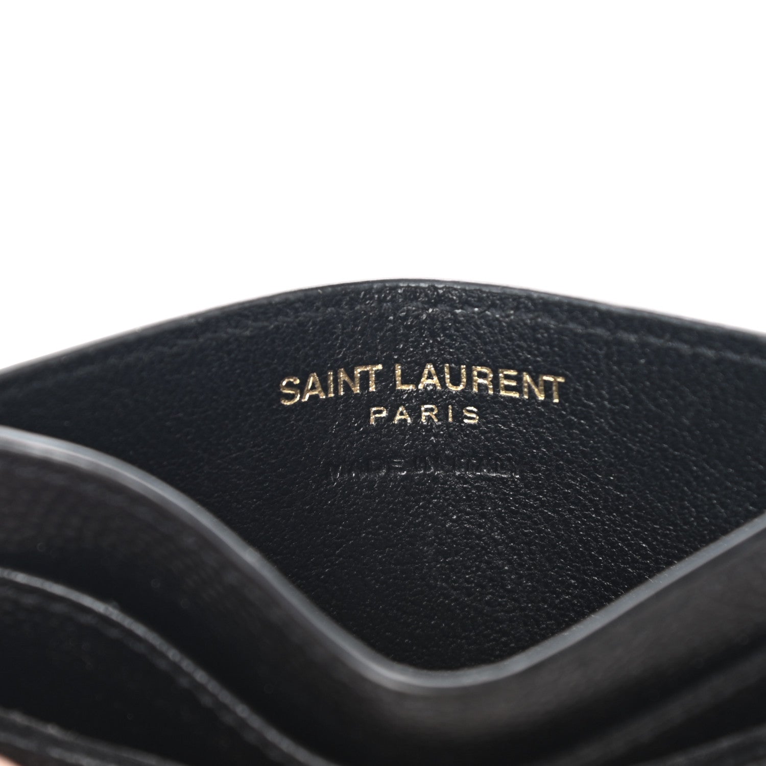 Saint Laurent Grain De Poudre Matelasse Chevron Monogram Credit Card Case Black 6 of 9