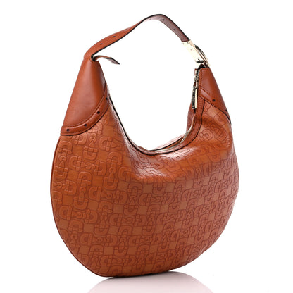 Gucci Calfskin Horsebit Embossed Glam Hobo Tan 3 of 14