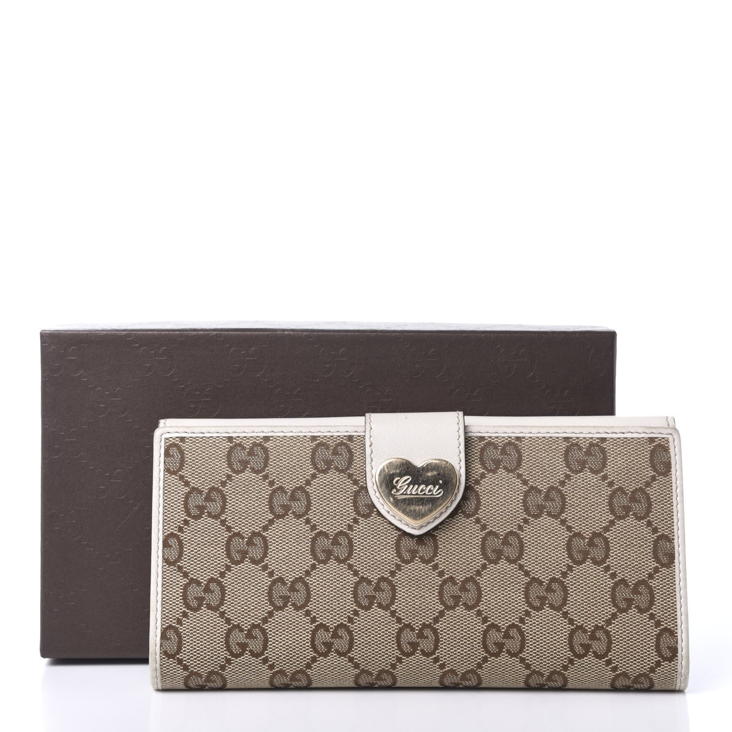 Gucci Monogram Heart Continental Wallet Off White 10 of 10