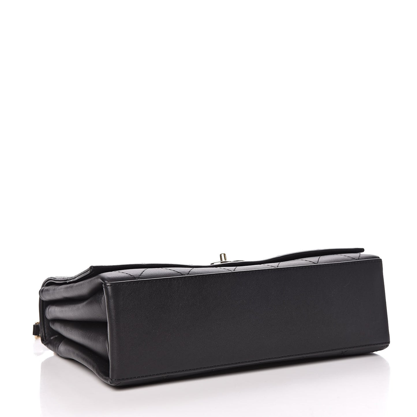 Calfskin Stitched Large Flap Black