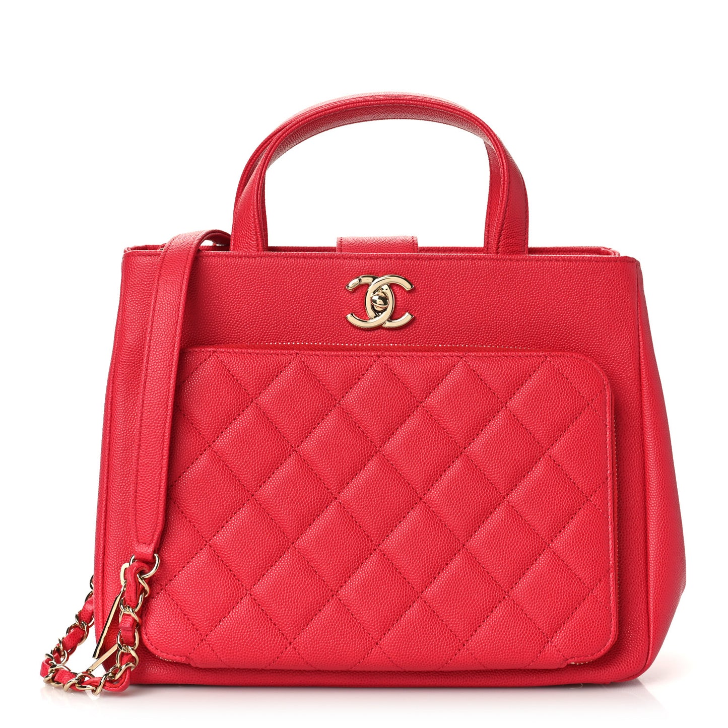 Caviar Quilted Small Business Affinity Shopping Bag Red